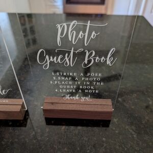 Acrylic Photo Guest Book Sign with Wooden Base